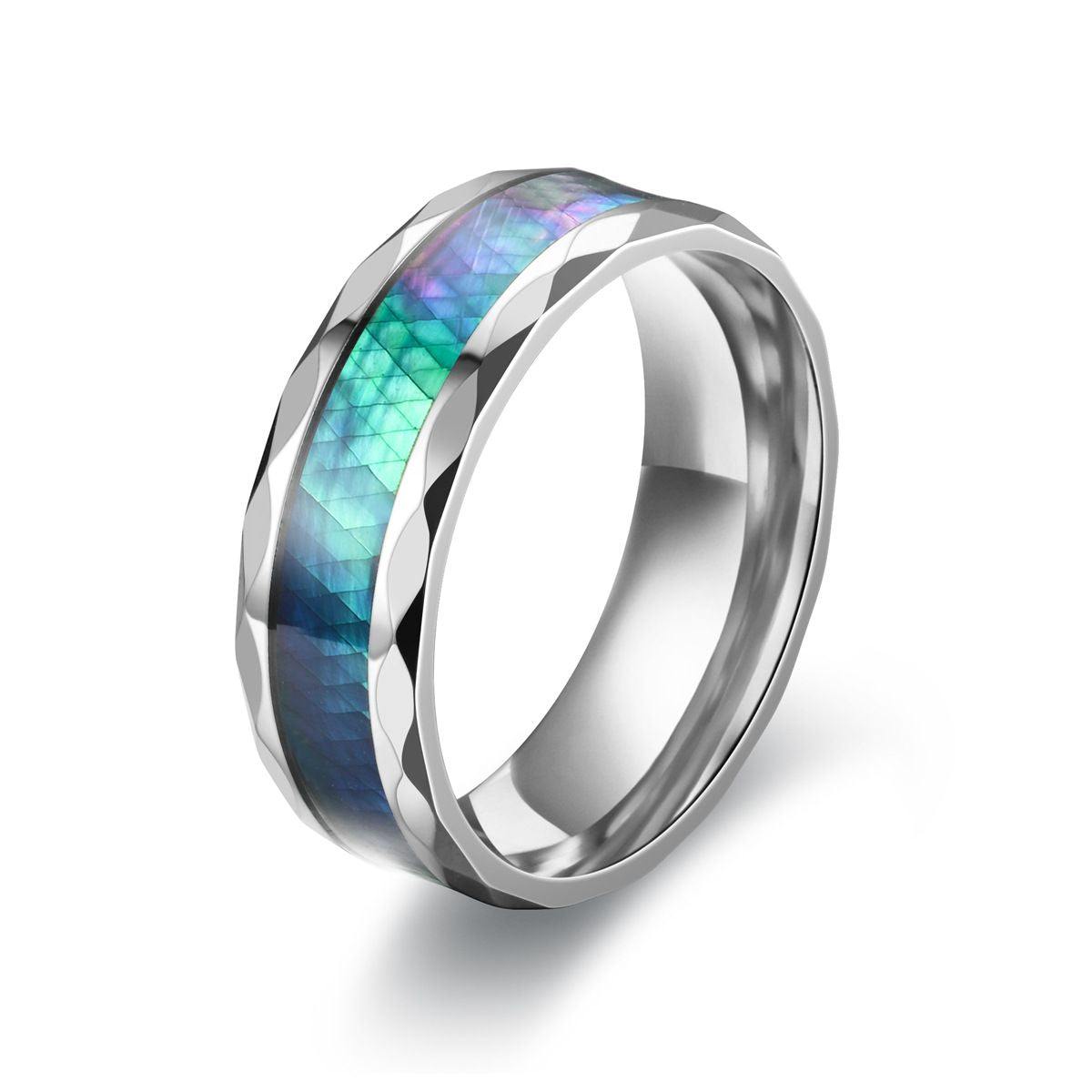 Men's Stainless Steel Diamond Cut Ring