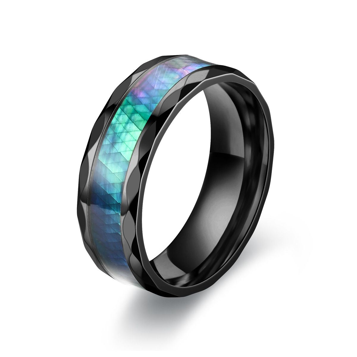 Men's Stainless Steel Diamond Cut Ring