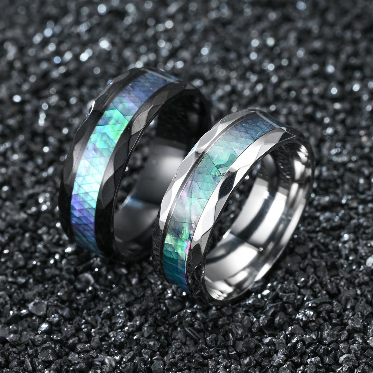 Men's Stainless Steel Diamond Cut Ring