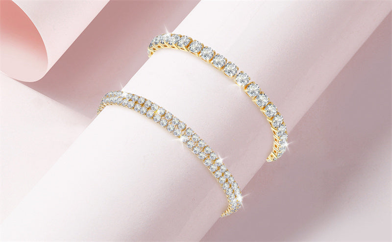 Round Zircon Single Row Full Drill Adjustable Crystal Tennis Bracelet