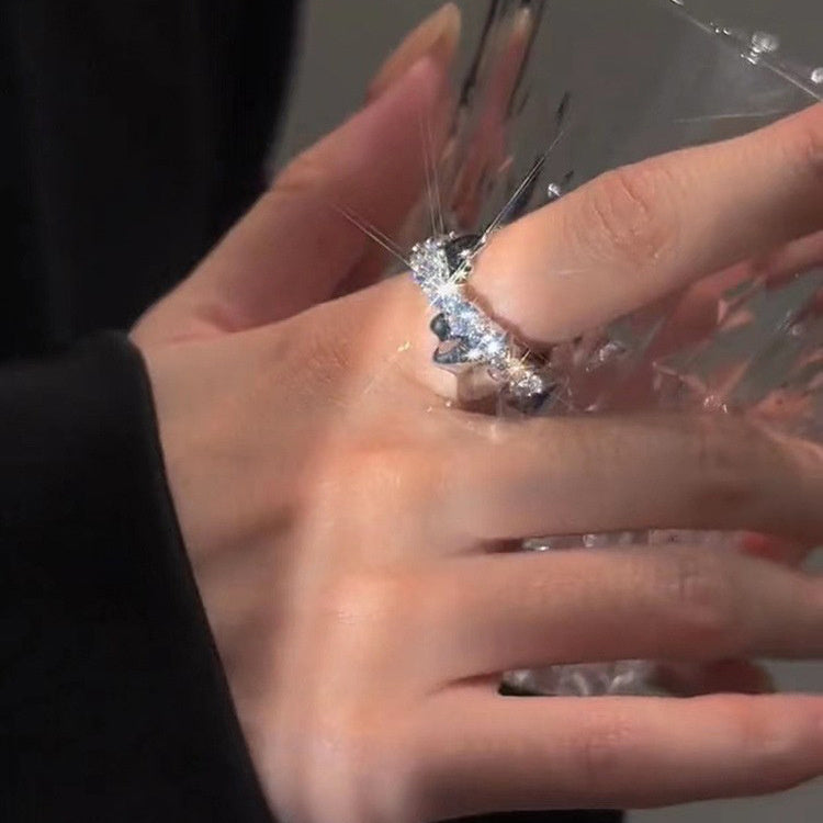 Female Light Luxury Small Zircon Cross Ring