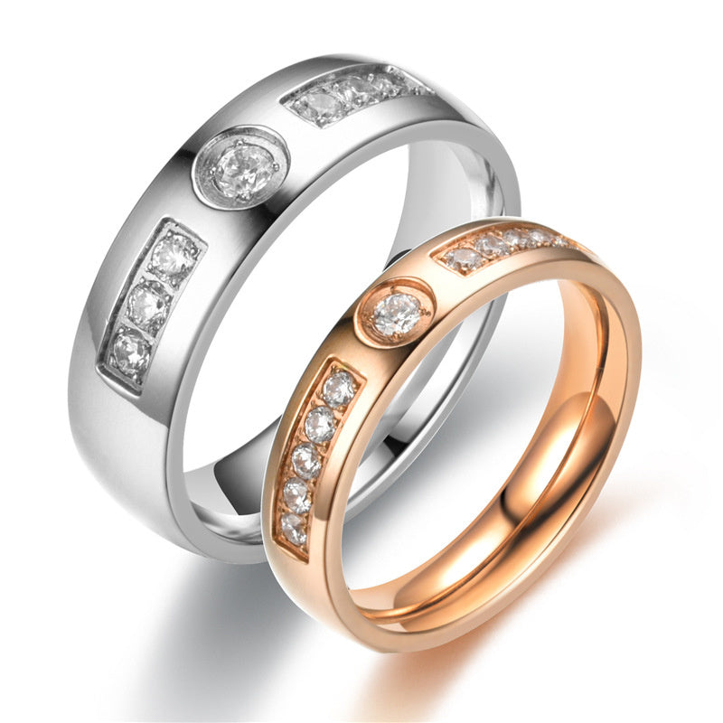 Stainless Steel Diamond Plated Rose Gold Ring