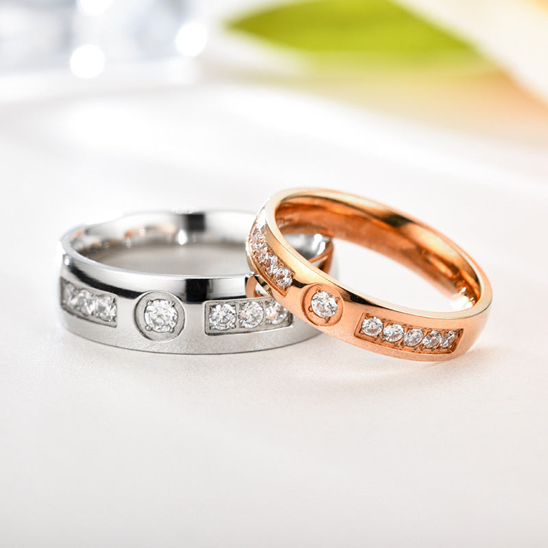 Stainless Steel Diamond Plated Rose Gold Ring