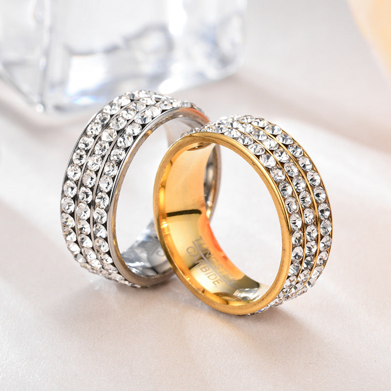 Women's Fashion Stainless Steel Ring With Diamonds