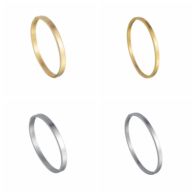 Simple Smooth Buckle Bracelet Cool Wind 4mm6mm Wide