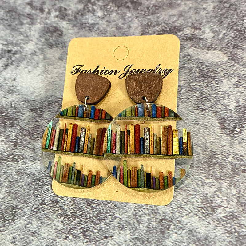Classic Droplet Splice Bookcase Acrylic Earrings