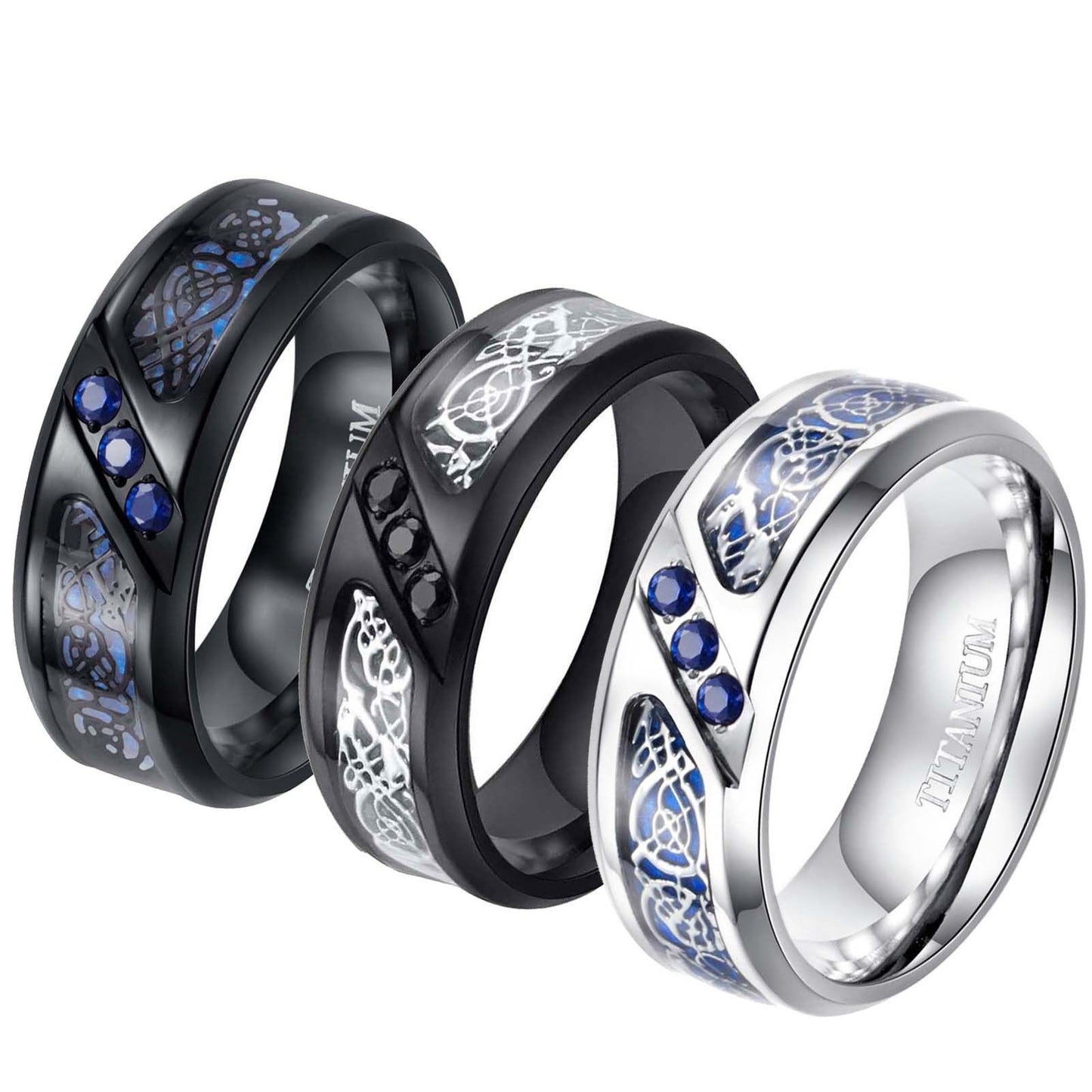 Stainless Steel Ring With Diamond Inlay