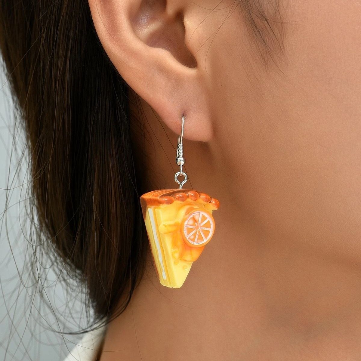 Imitation Orange Mousse Cake Earrings