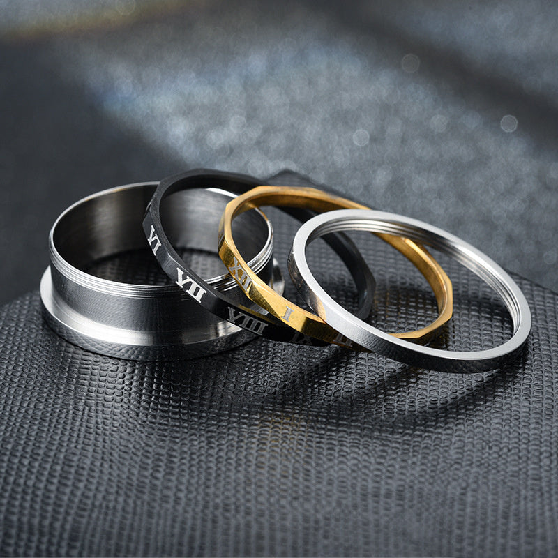 Fashion OL Stainless Steel Roman Numeral Ring