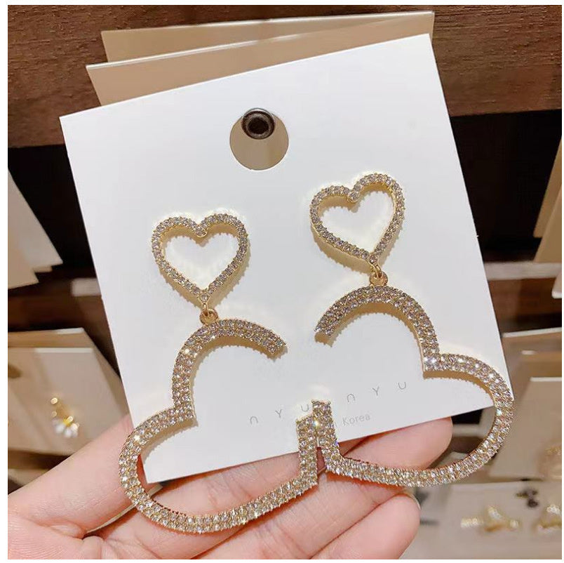 925 Silver Needle Korean Net Red Love Earrings