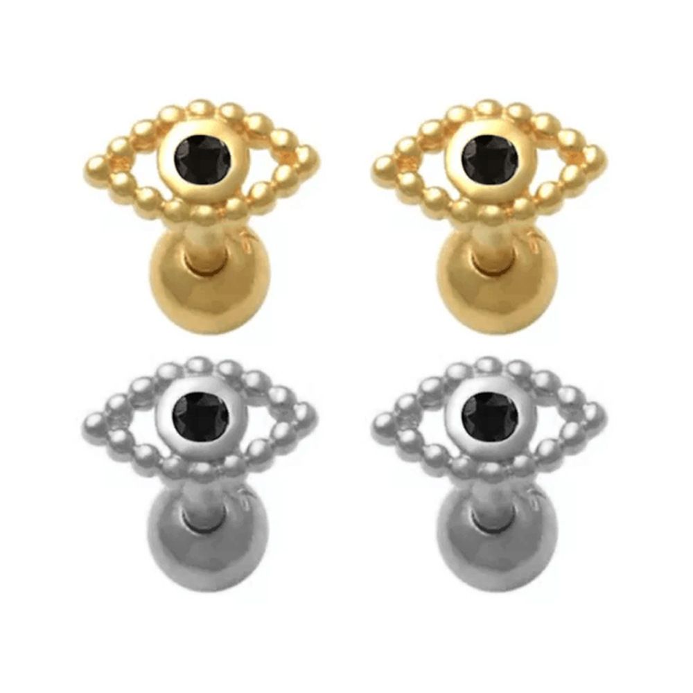 Bohemian Style Sterling Silver Eye-shaped Earrings