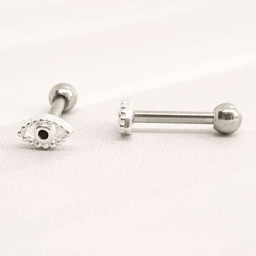 Bohemian Style Sterling Silver Eye-shaped Earrings