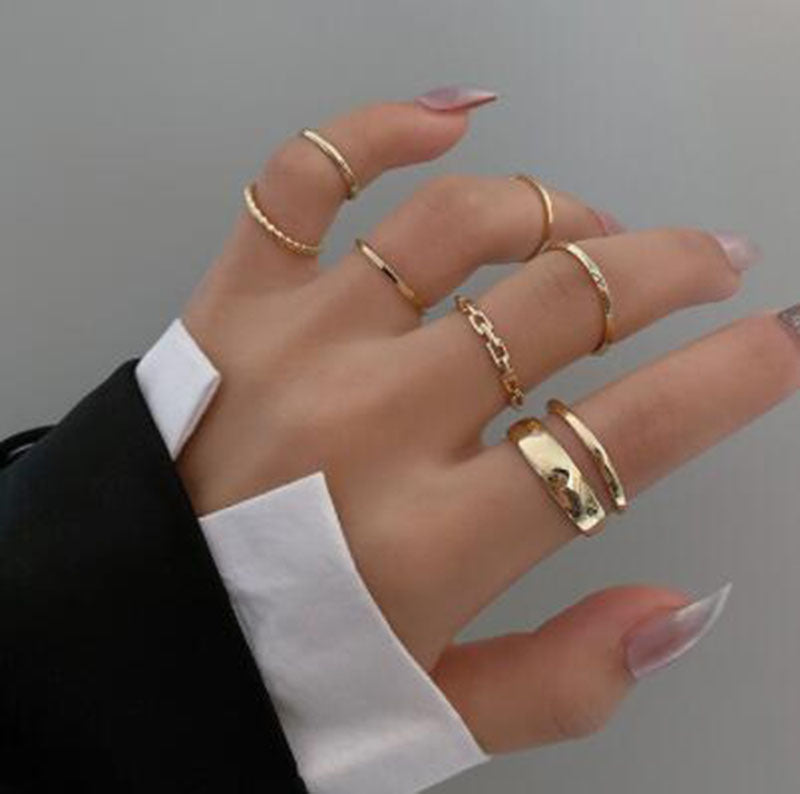 Ring Opening Black Joint Ring Set 5 Piece Set Snake Dark System Ring Interfinger