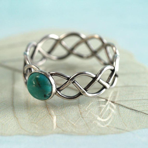 Fried Dough Twists Rope Turquoise Ring