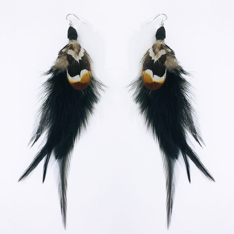 Antique Bohemian Peacock Feather Earrings