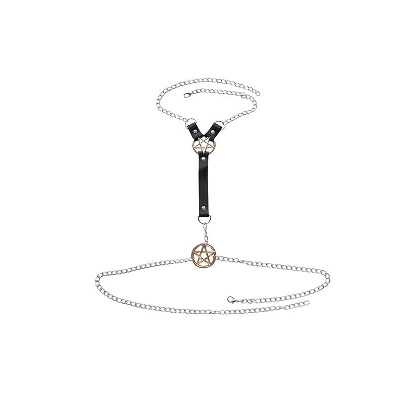 Leather Metal General Neck Ornament Integrated Chain