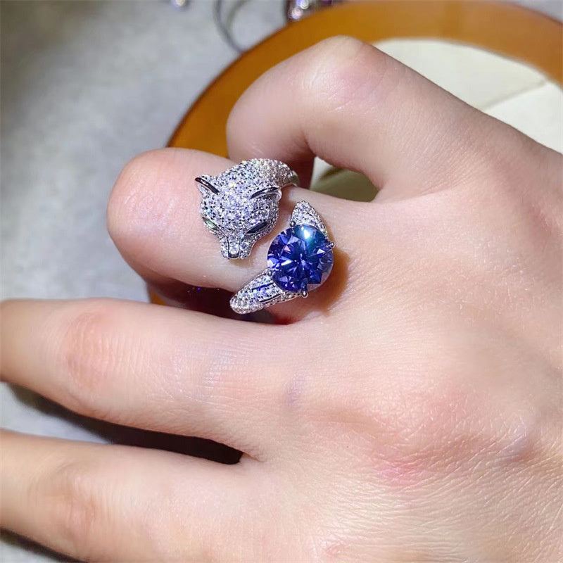 Fashion Color 8-heart 8-cut Mosan Diamond Ring