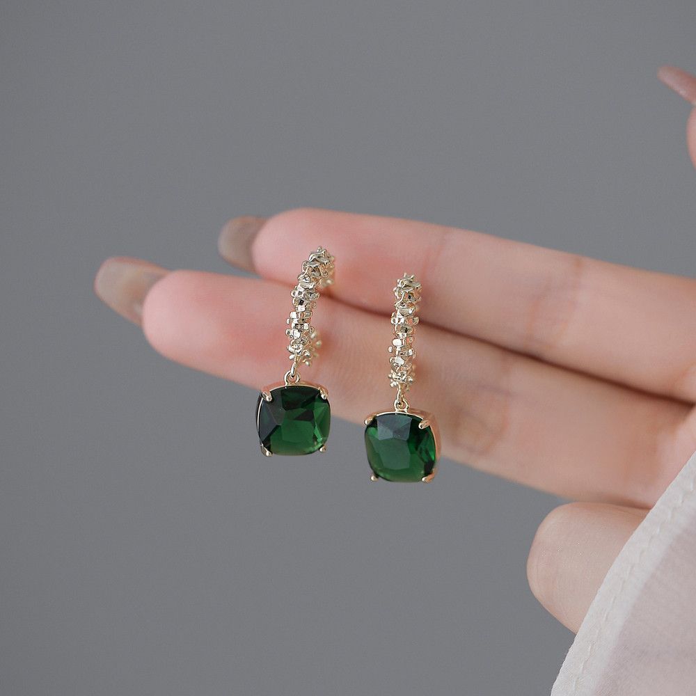 Women's Green Zircon Pendant Earrings