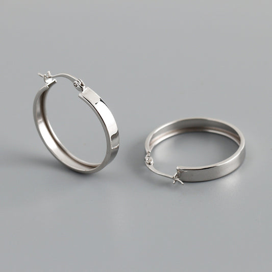 Women's Fashion Simple Wide Flat Bottom Round Earrings