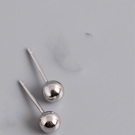 Sterling Silver Beans Round Bead Earrings