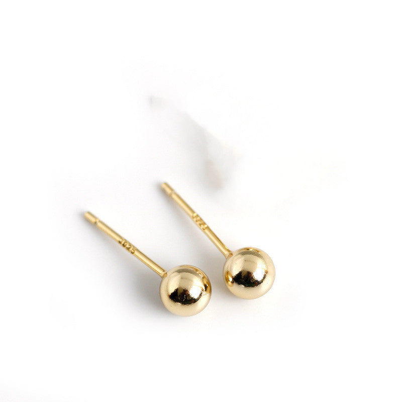 Sterling Silver Beans Round Bead Earrings