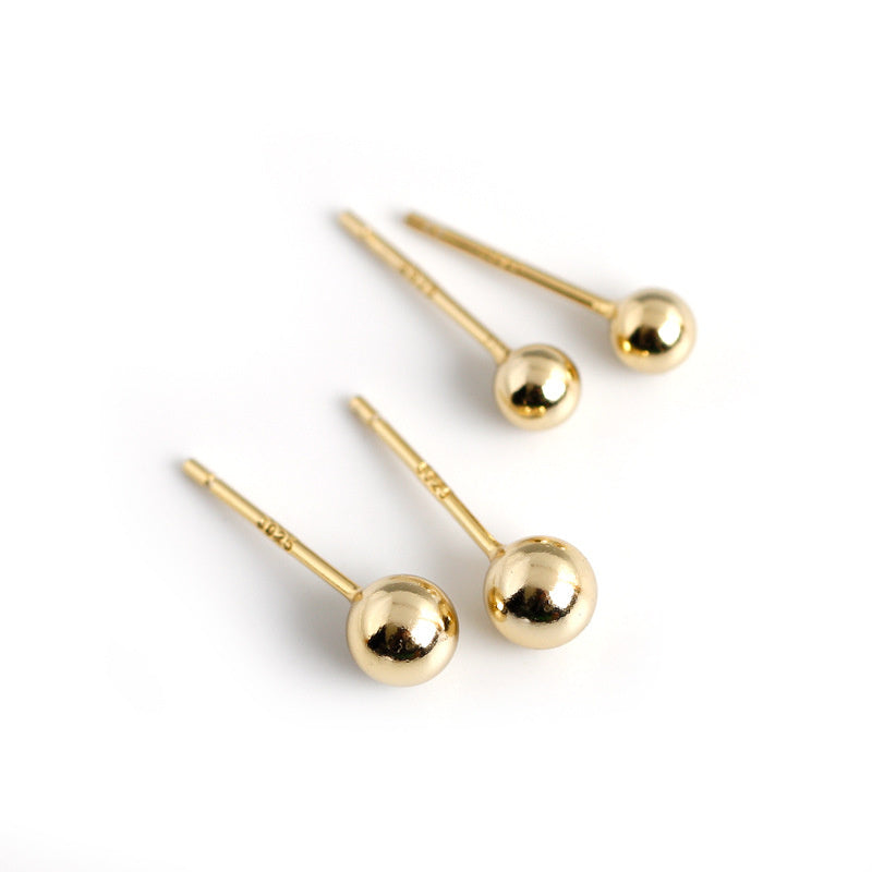 Sterling Silver Beans Round Bead Earrings