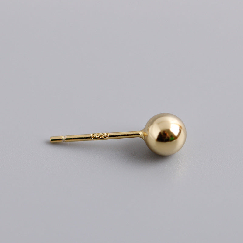 Sterling Silver Beans Round Bead Earrings