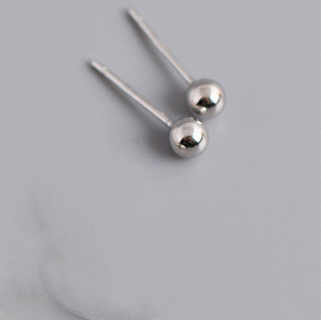 Sterling Silver Beans Round Bead Earrings