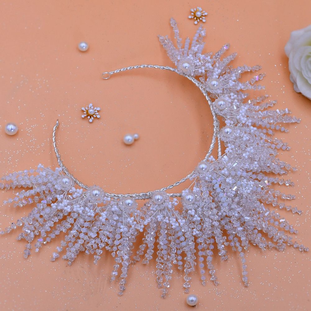 Wedding Headpiece Silver Handmade Crystal Big Crown