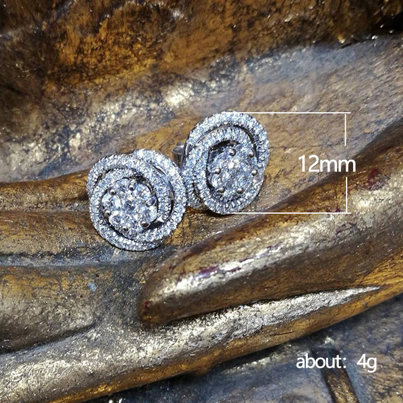 Full Diamond Zircon Flower Earrings