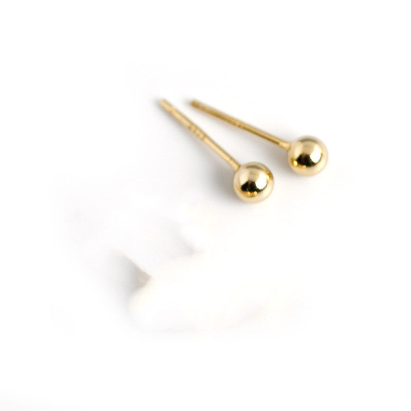 Sterling Silver Beans Round Bead Earrings
