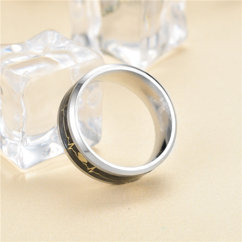 Men's And Women's Fashion Stainless Steel ECG Rings