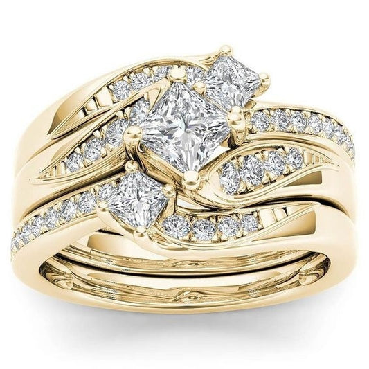 Electroplated 18k Gold Rose Gold Diamond Zircon Ring
