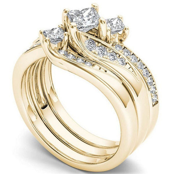 Electroplated 18k Gold Rose Gold Diamond Zircon Ring