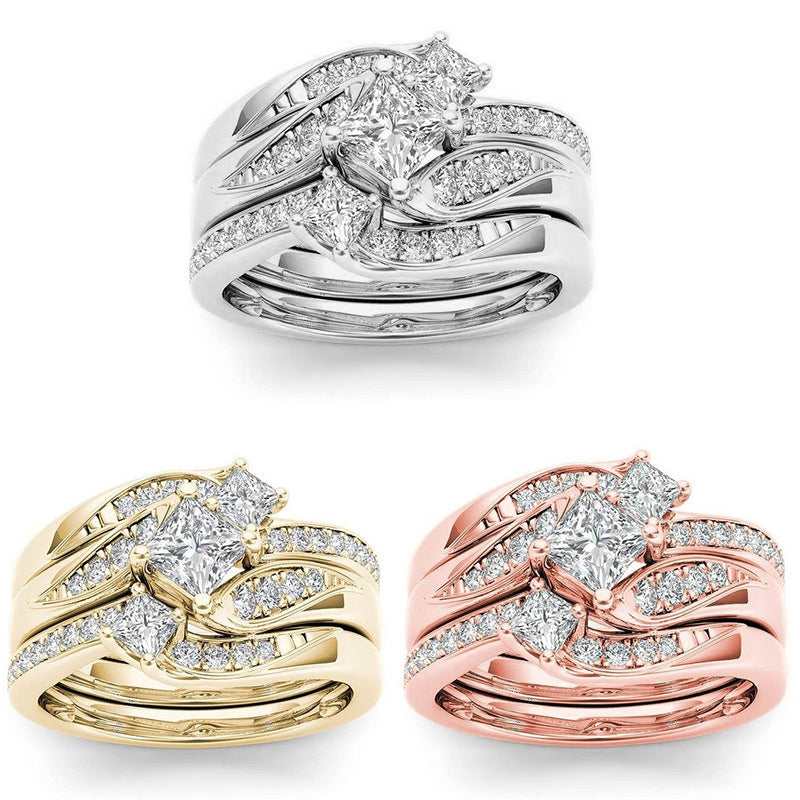 Electroplated 18k Gold Rose Gold Diamond Zircon Ring