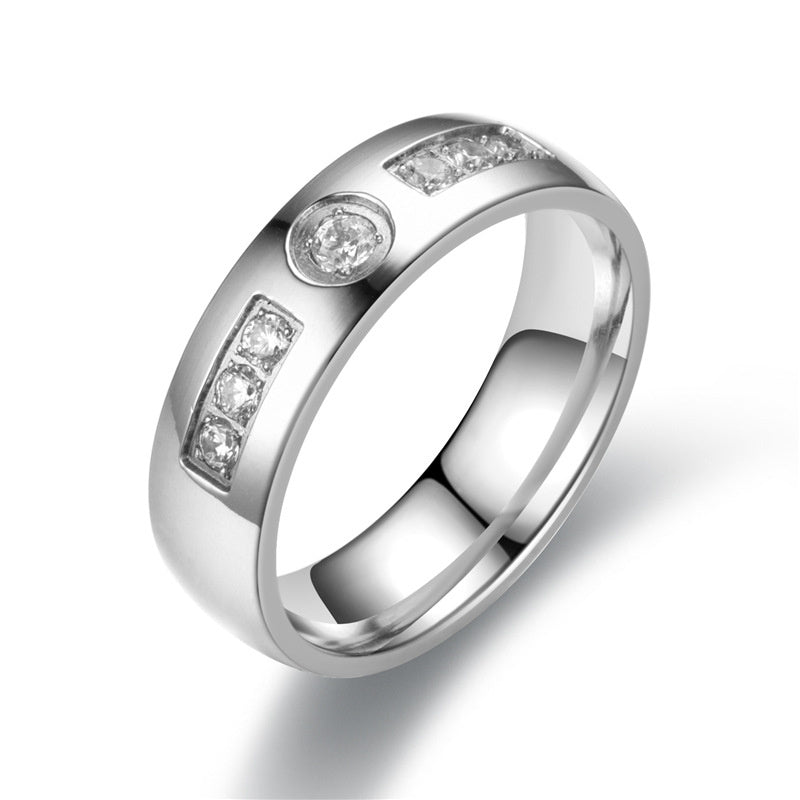 Stainless Steel Diamond Plated Rose Gold Ring