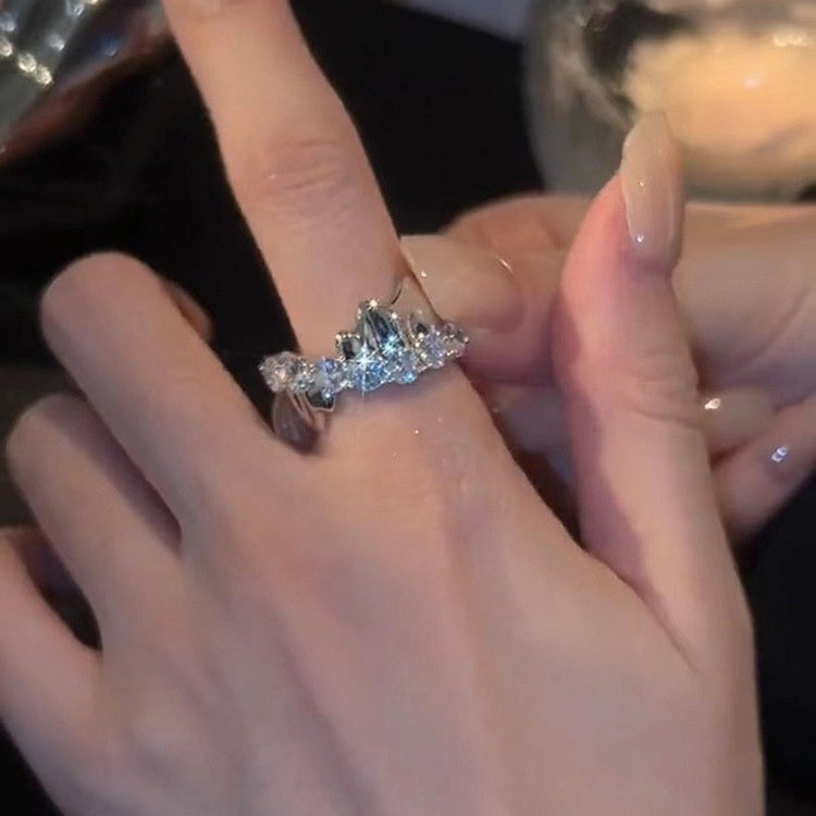 Female Light Luxury Small Zircon Cross Ring