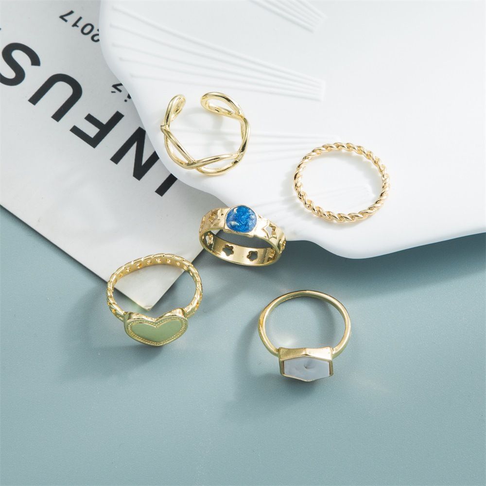 Women's Fashion Vintage Alloy With Diamond Chain Ring Set