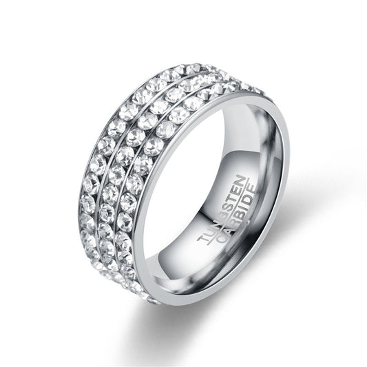 Women's Fashion Stainless Steel Ring With Diamonds