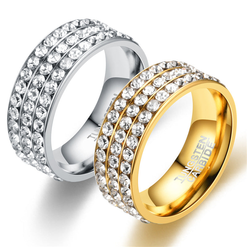 Women's Fashion Stainless Steel Ring With Diamonds