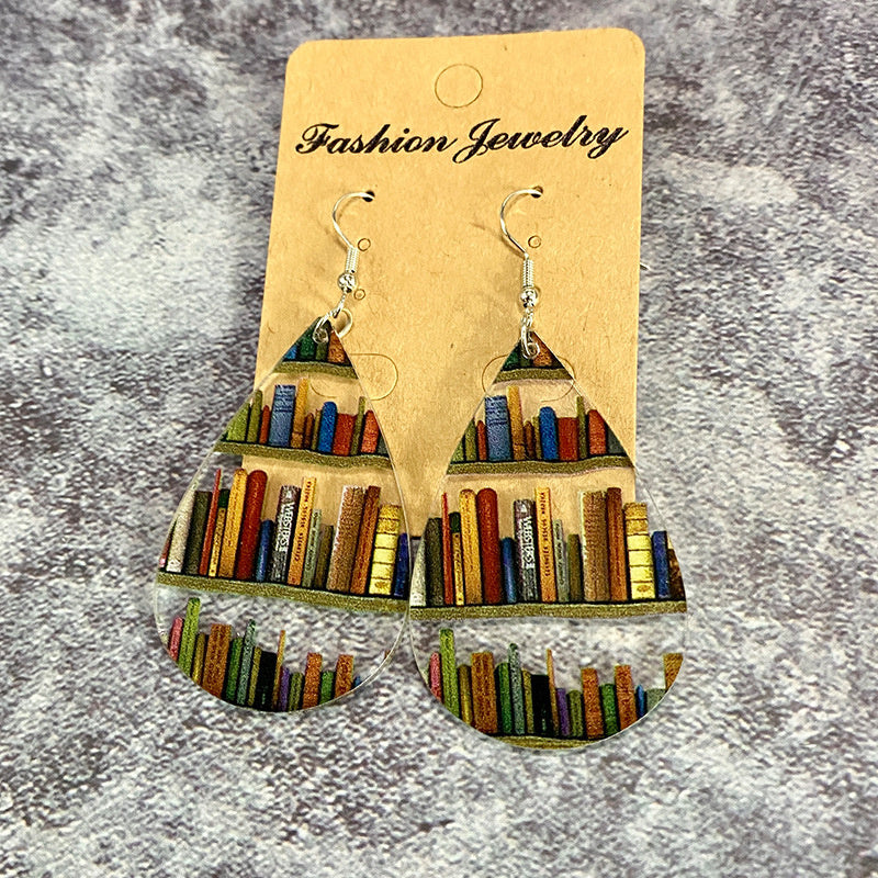 Classic Droplet Splice Bookcase Acrylic Earrings