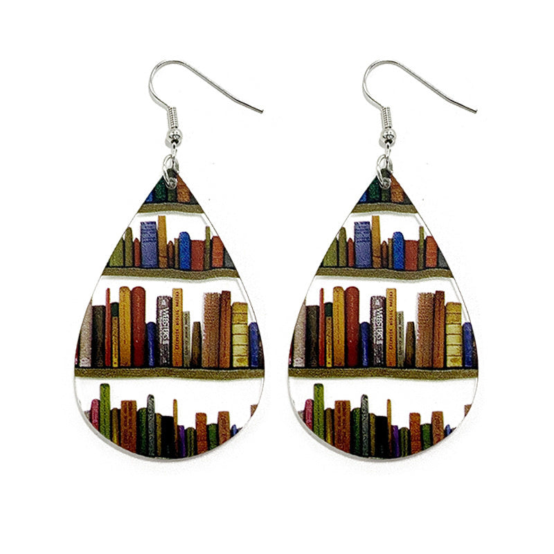 Classic Droplet Splice Bookcase Acrylic Earrings