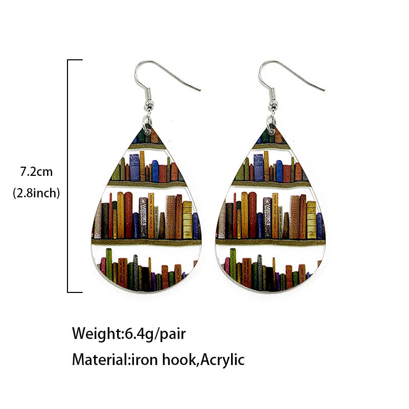 Classic Droplet Splice Bookcase Acrylic Earrings
