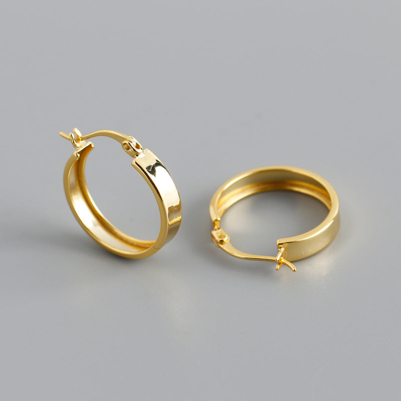 Women's Fashion Simple Wide Flat Bottom Round Earrings