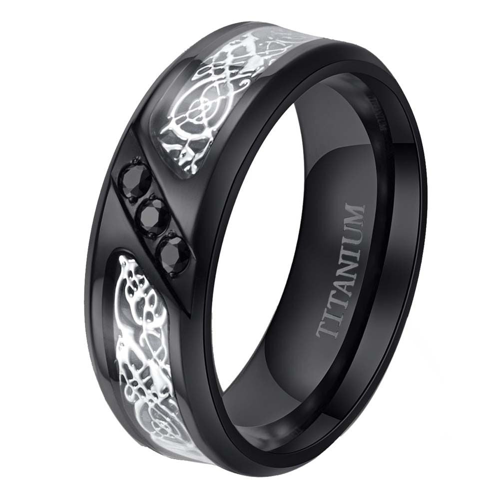 Stainless Steel Ring With Diamond Inlay