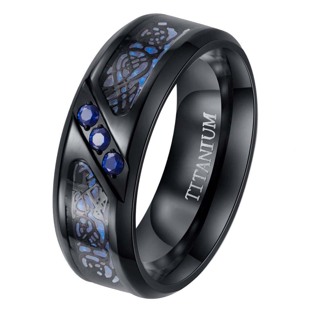 Stainless Steel Ring With Diamond Inlay