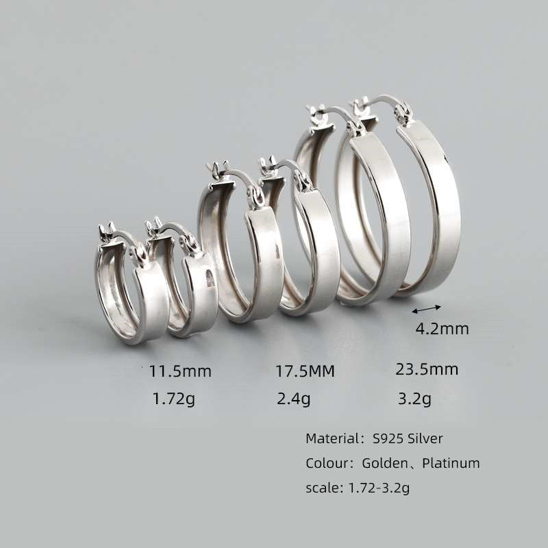 Women's Fashion Simple Wide Flat Bottom Round Earrings