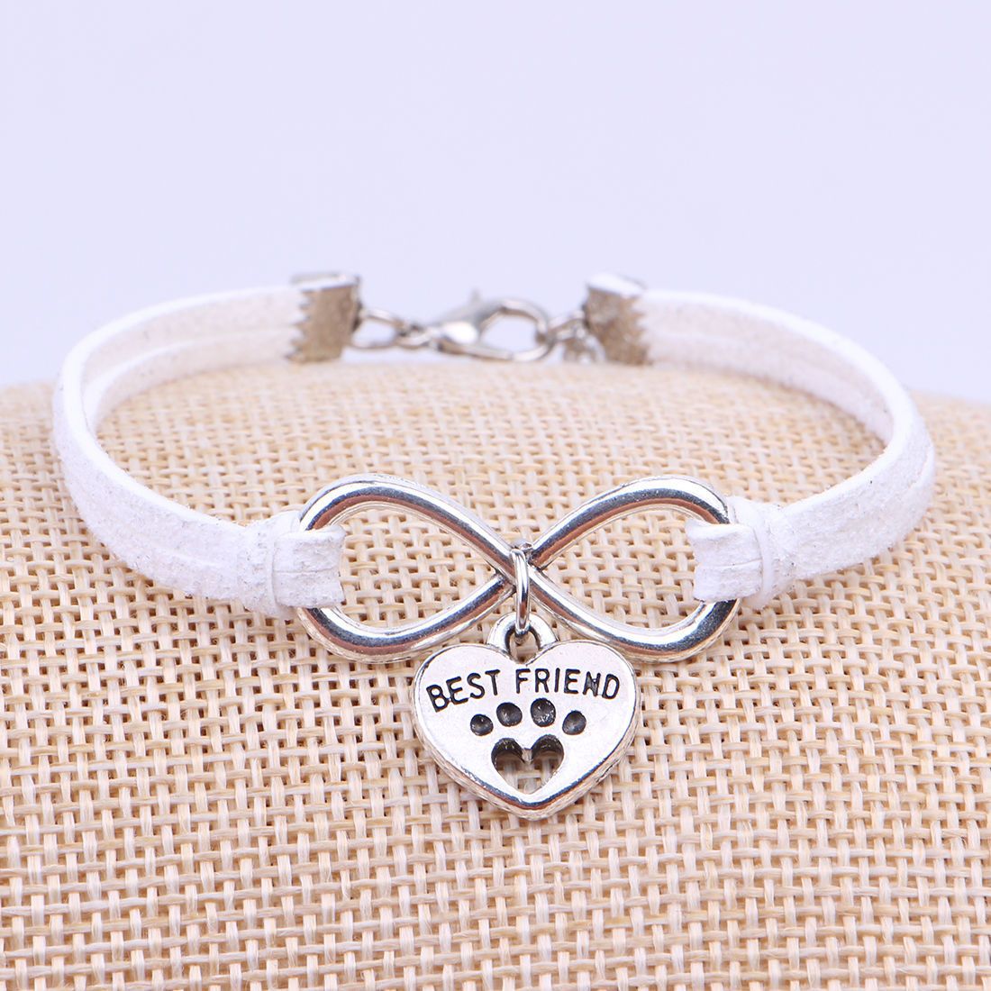 Vintage 8-word Peach Heart Best Friend Flanelle Rope Bracelet Hand Weaving Bracelet