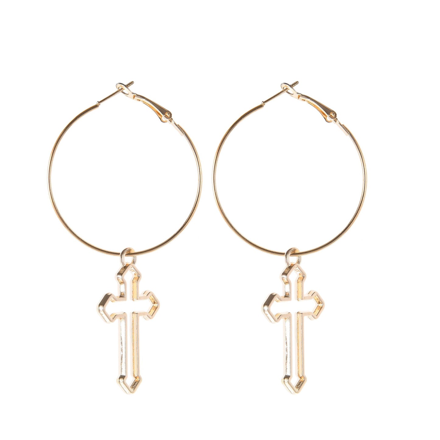 Punk Rock Dark Girl Cutout Cross Earrings