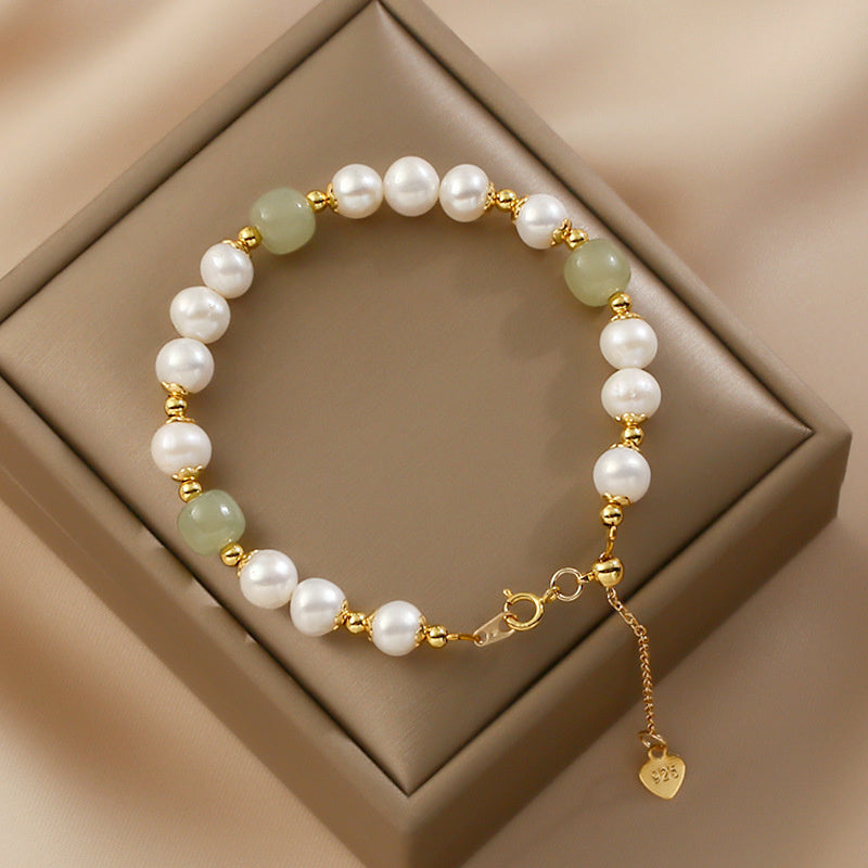 Simple And Luxury Natural Hotan Jade Pearl Bracelet